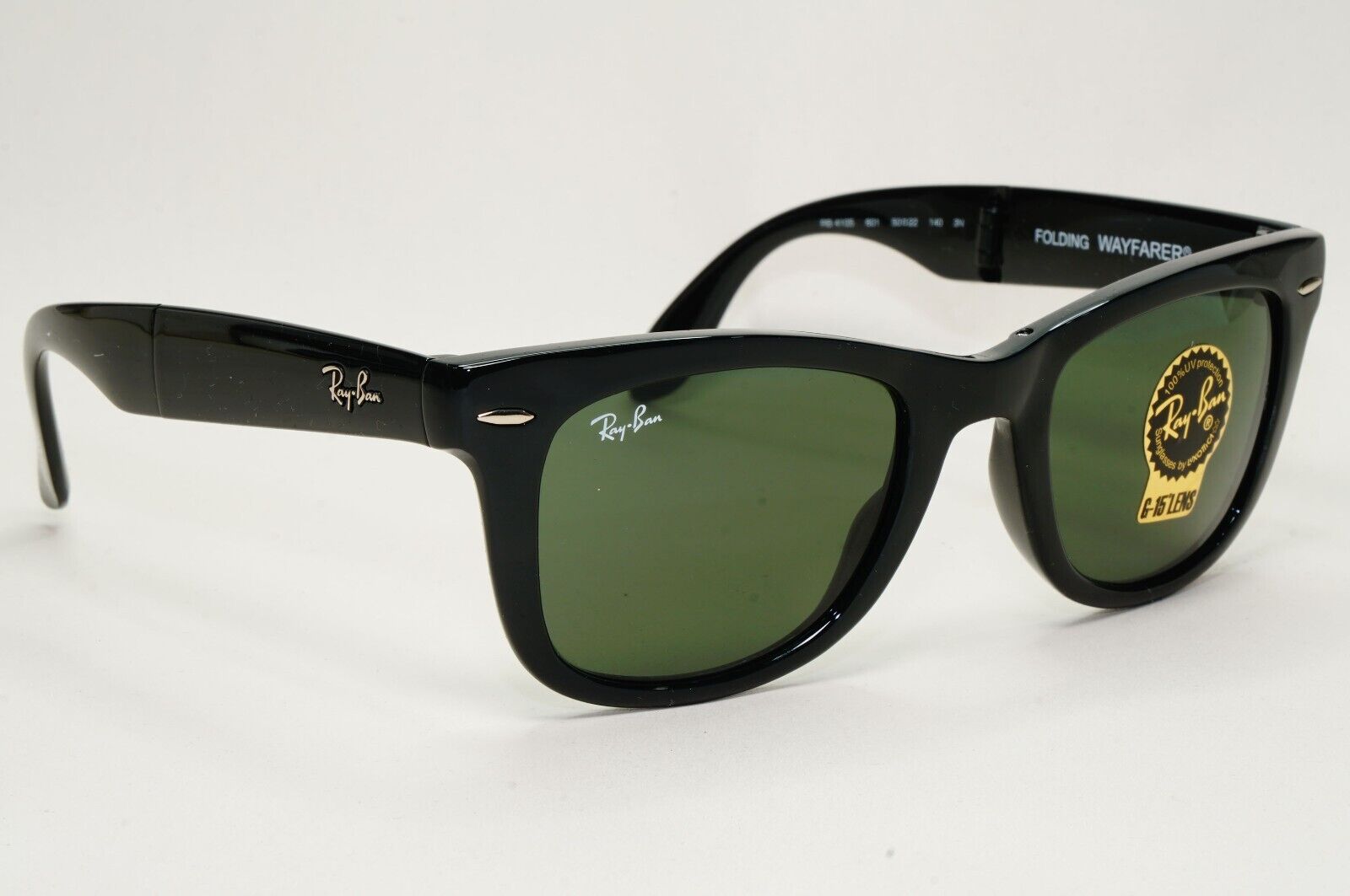 Ray-Ban Sunglasses Folding Wayfarer Black Glossy Green G15 RB 4105 601 50mm