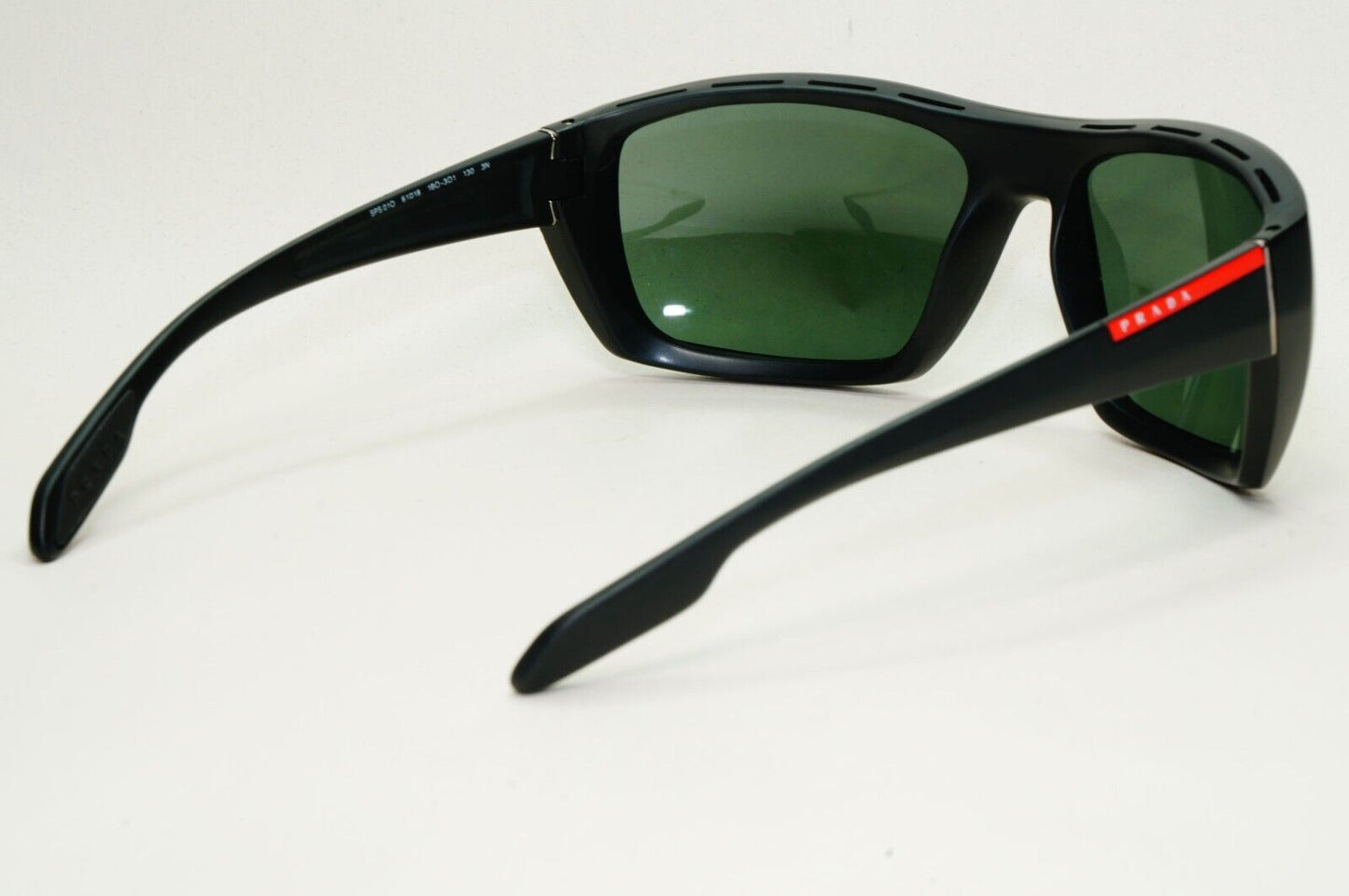 Prada Sunglasses 2008 Vintage Wrap Black Green PS01OS SPS 01O 1BO-3O1 120824