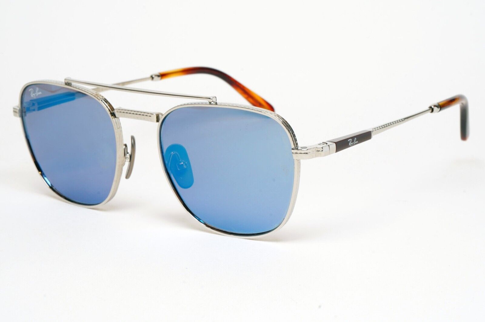 Ray-Ban Sunglasses Frank Titanium Silver Blue Mirror Grey RB 8258 3139/04 54mm