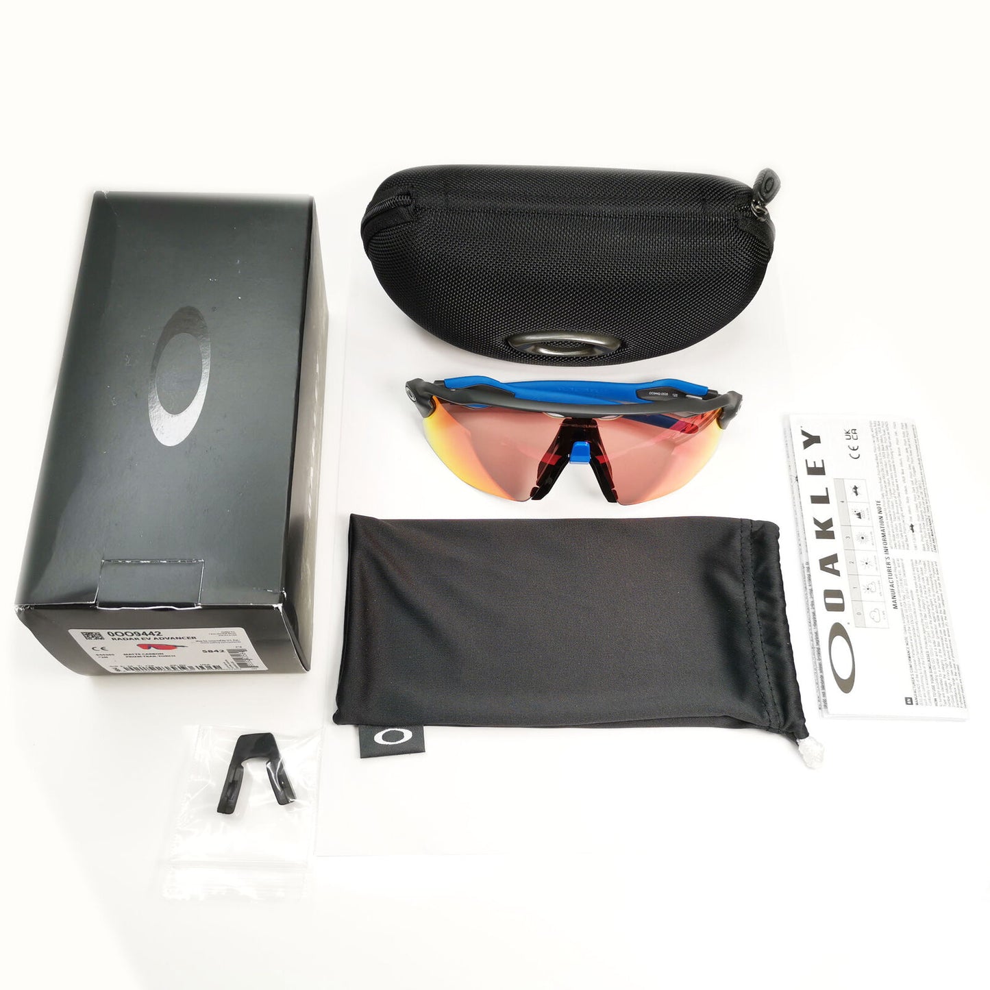 Oakley Radar EV Advacer Sunglasses Black Blue Mirror Orange Prizm OO 9442 0538