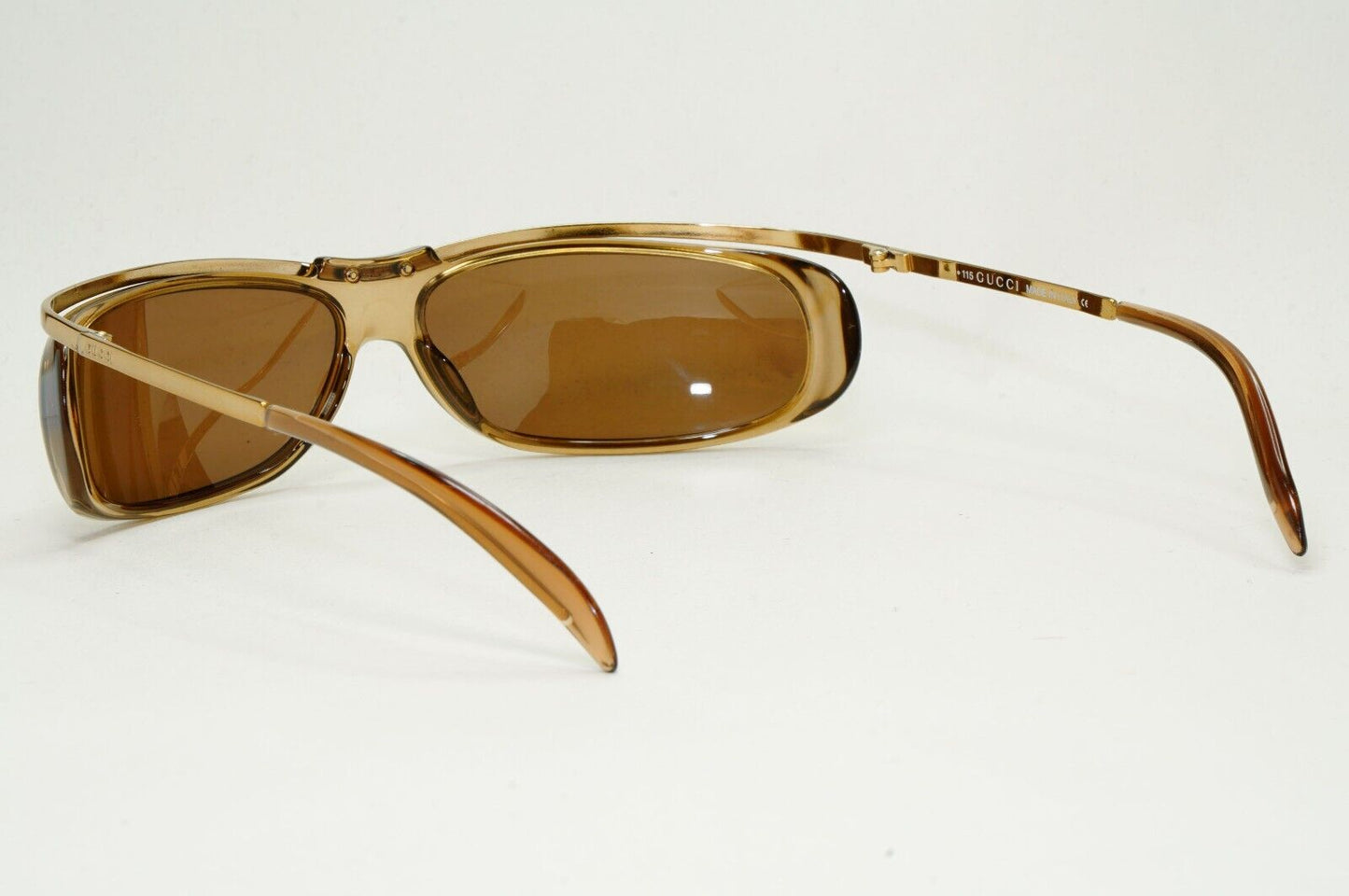 Gucci Sunglasses 1997 Vintage Wrap Gold Bronze Honey Brown GG 1423/S 438 011124