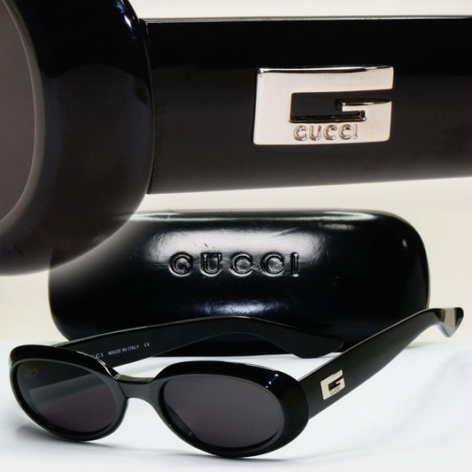 Gucci Sunglasses 1997 Vintage Oval Black Grey GG 2419/N/S 9HH 51mm 120824