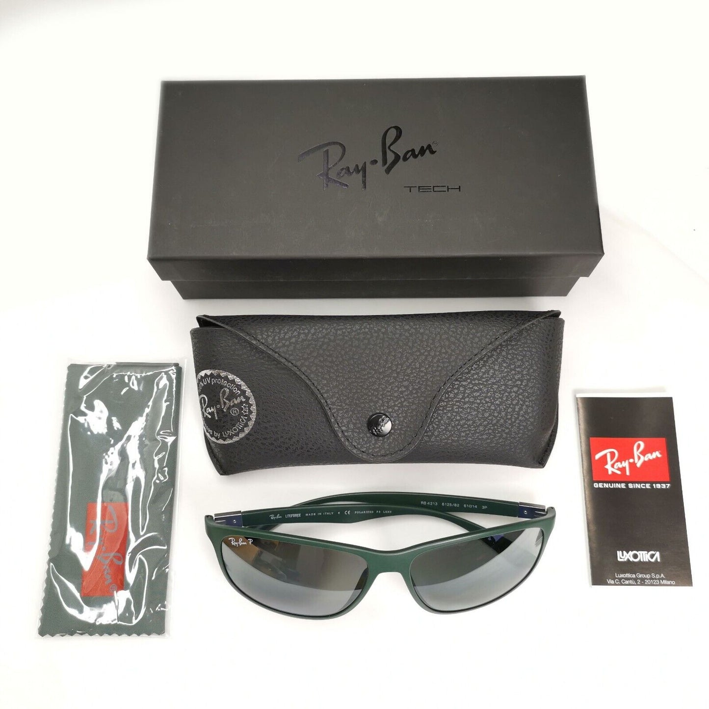 Ray-Ban Sunglasses Liteforce Polarized Silver Military Green RB 4213 6125/82