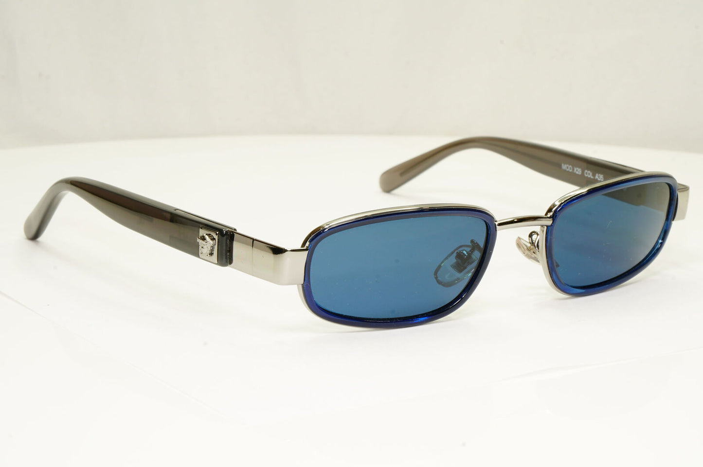 Gianni Versace 1996 Vintage Blue Silver Medusa Metal Sunglasses MOD X29 COL A35