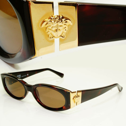 Gianni Versace 1996 Mens Vintage Gold Medusa Brown Sunglasses MOD 252/M COL 900