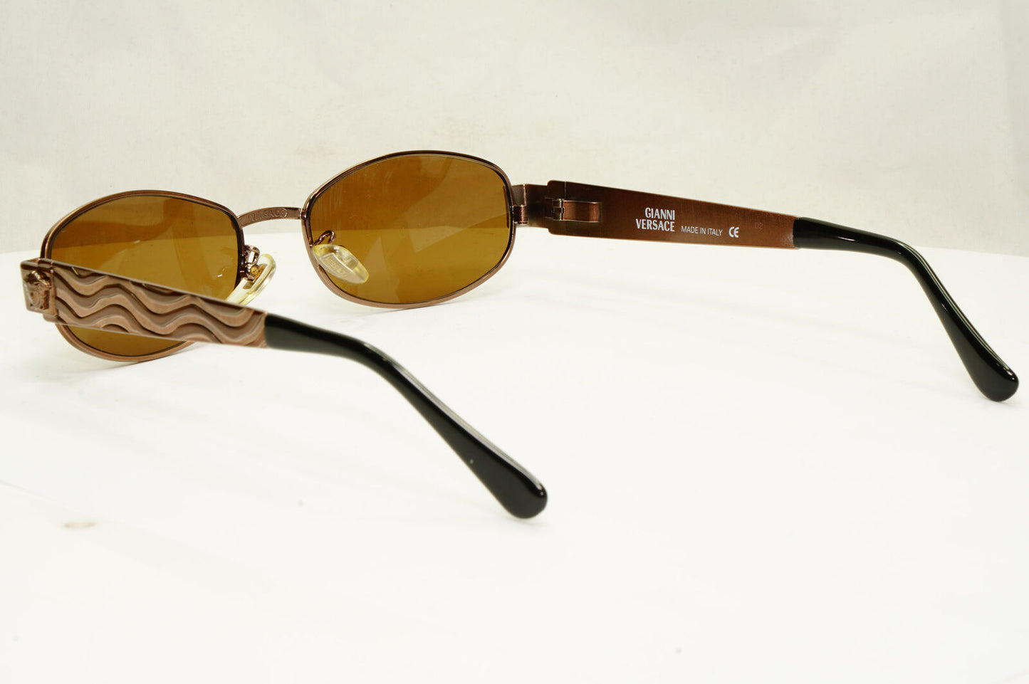 Gianni Versace 1996 Vintage Copper Medusa Brown Metal Sunglasses MOD X36 COL 53M