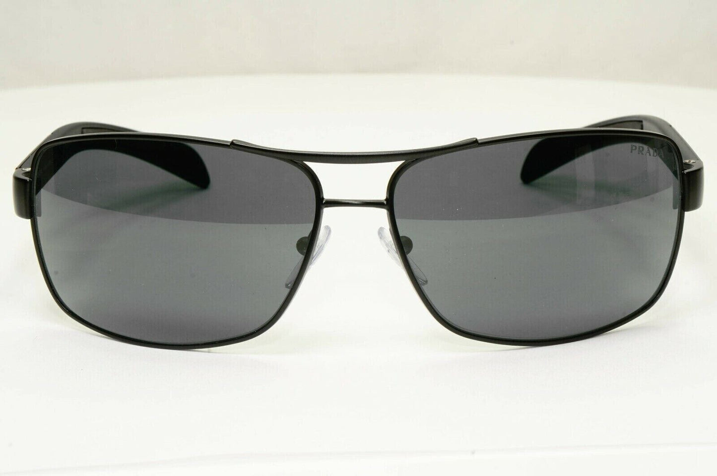 Prada Sunglasses Black Square Square Metal Sport Red Stripe SPS 54I 1BO-1A1 [A]