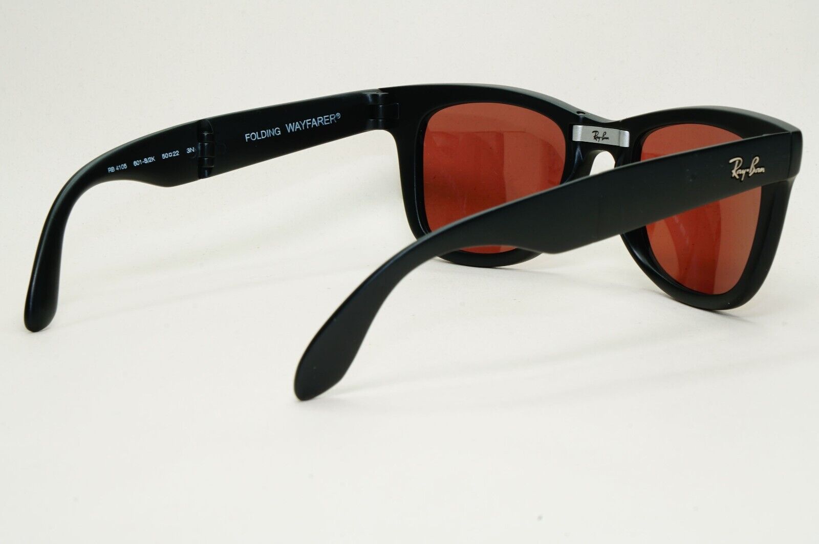 Ray-Ban Sunglasses Folding Wayfarer Black Matte Red Mirror RB 4105 601-S/2K