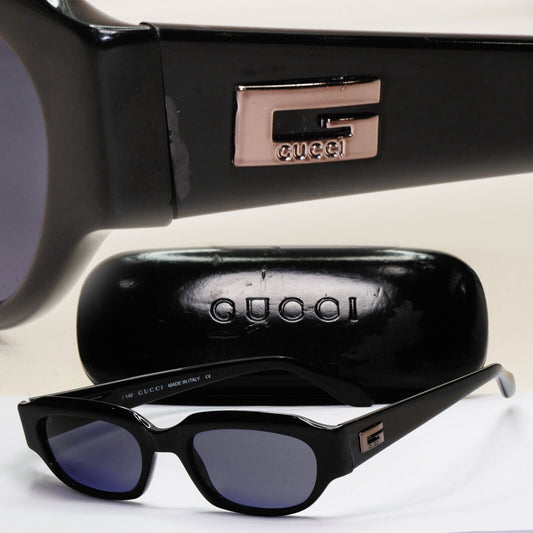 Gucci Sunglasses 1998 Vintage Black Rectangle Grey GG 2425/S 807 50mm 011124