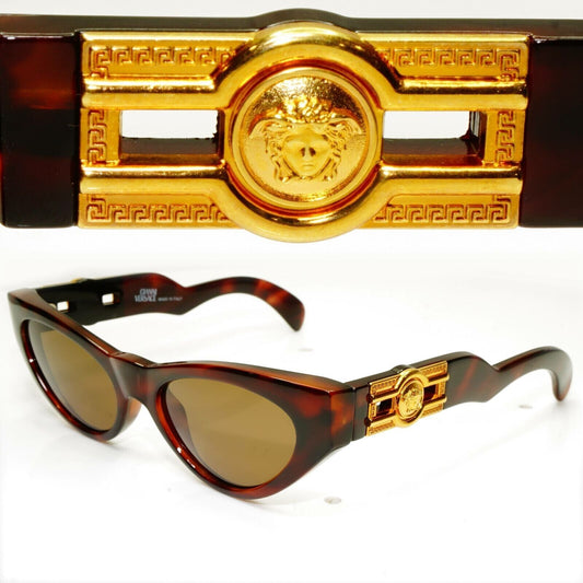 Gianni Versace Sunglasses 1996 Vintage Brown Gold Medusa MOD 476/B COL 900