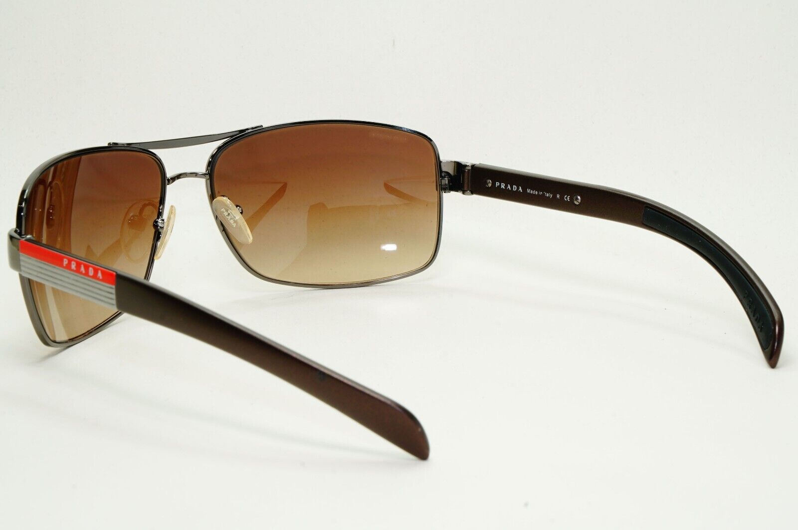 Prada Sunglasses Gunmetal Brown Wrap Navigator PS54IS SPS 54I 5AV-6S1 120824