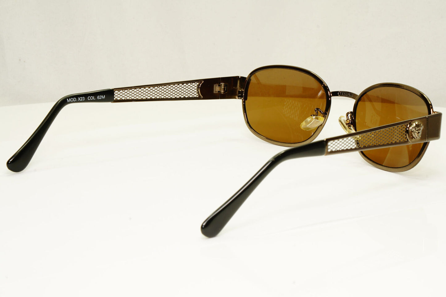 Gianni Versace 1996 Vintage Copper Brown Medusa Mesh Sunglasses MOD X23 COL 62M