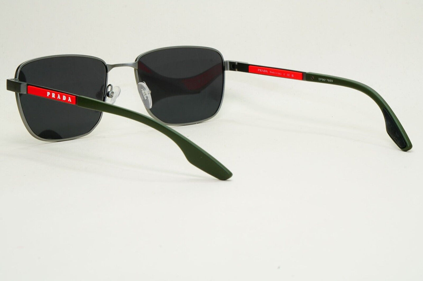 Prada Sunglasses Gunmetal Black Green Square PS50OV VPS 50O 7CQ-1O1 55mm