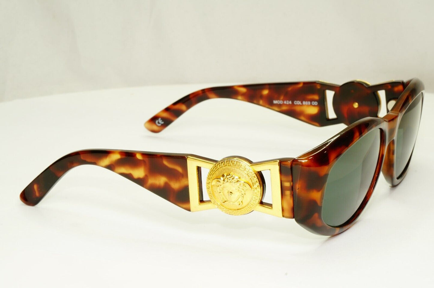 Gianni Versace Sunglasses 1996 Vintage Brown Gold Medusa 424 869 Biggie Smalls