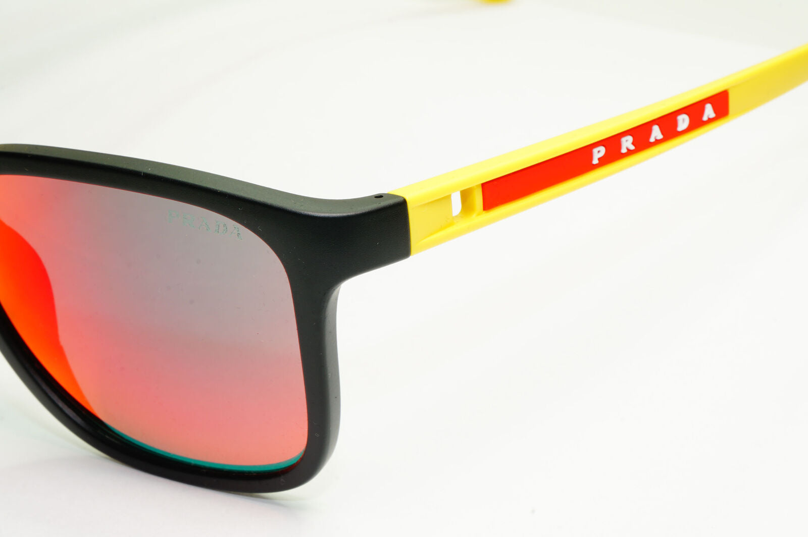 Prada Black Yellow Sunglasses Mirror Chameleon Square PS02WS SPS 02W 08W-08F