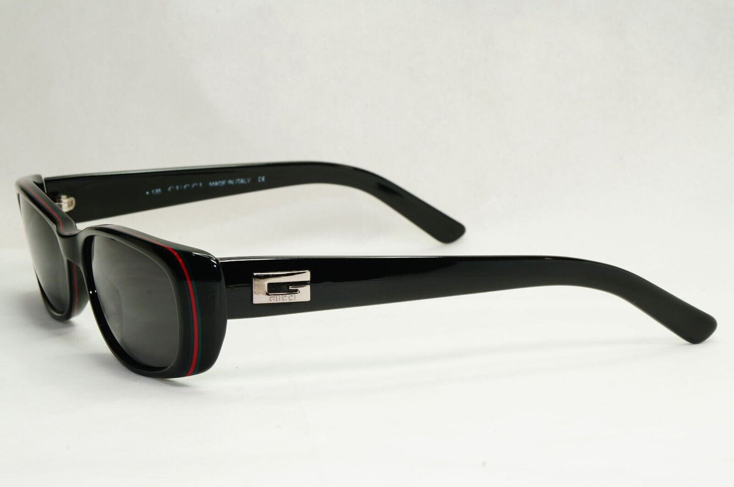 Gucci Sunglasses 1997 Vintage Black Square Red Green Stripe GG 2453/S E5W 270324