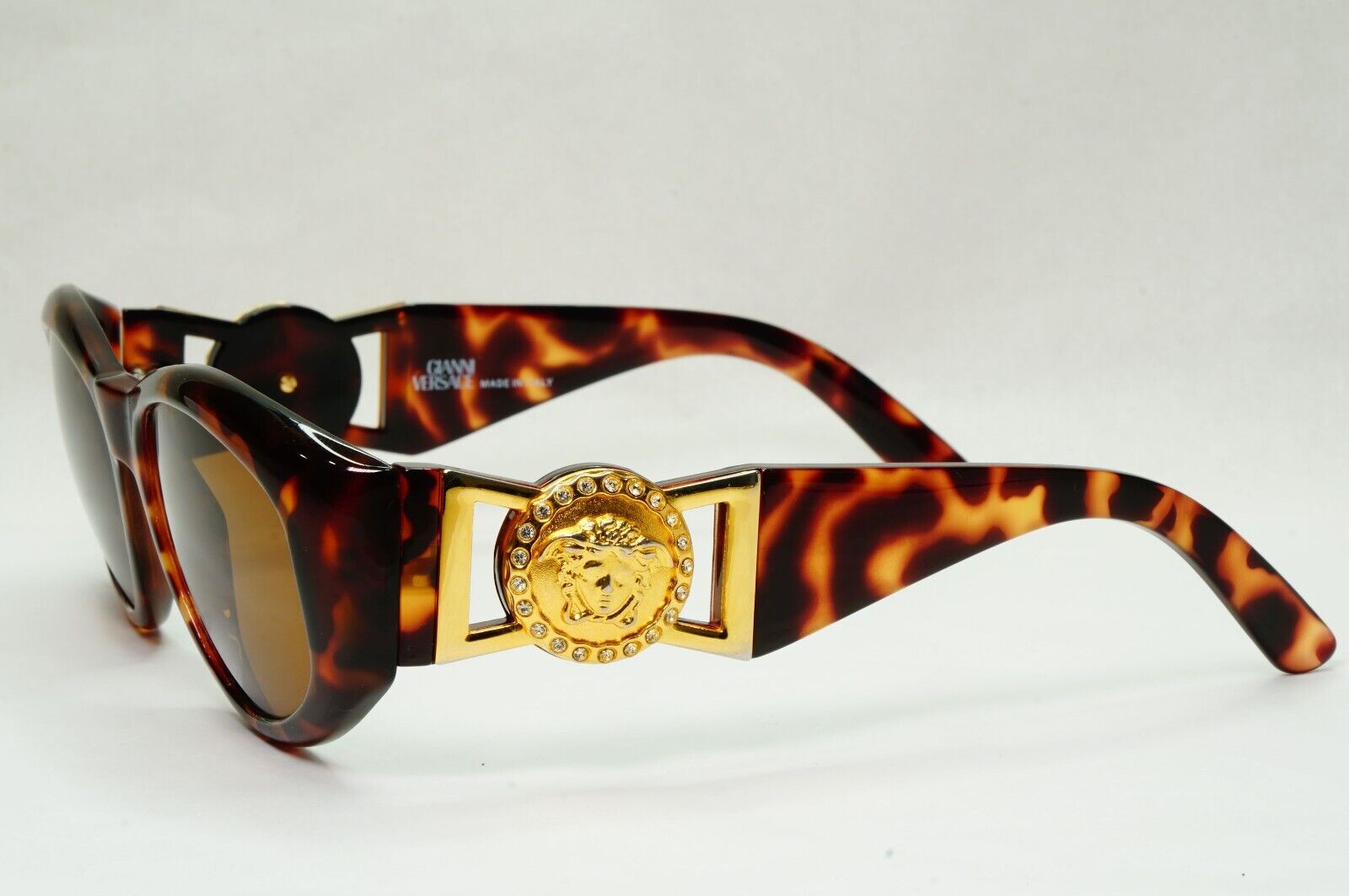 Gianni Versace Sunglasses 1996 Vintage Brown Gold MOD 424/C RH 869 Biggie 111223