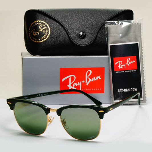 Ray-Ban Sunglasses Clubmaster Chromance Polarised Mirror Green RB 3016-F 1368/G4