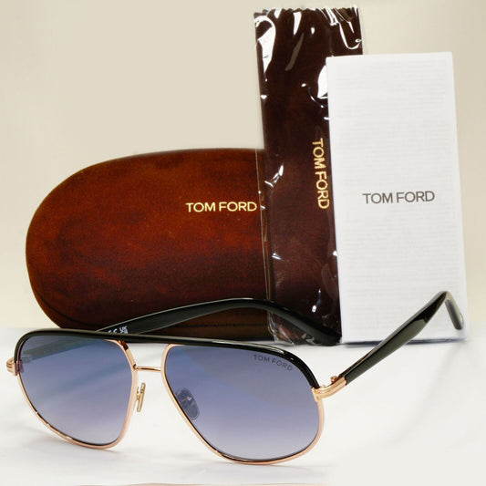 Tom Ford Sunglasses Maxwell Pilot Gold Black Blue Gradient FT1019 TF 1019 28B