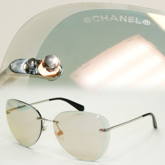 Chanel Sunglasses Rimless Silver Grey Mirrored 4239 c.124/5R 62mm