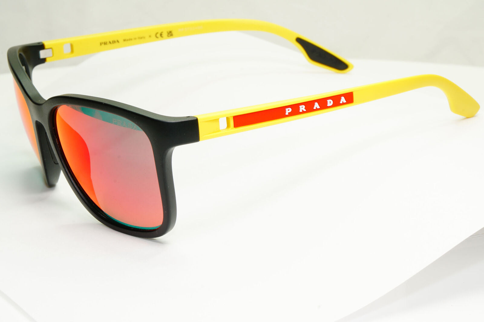 Prada Black Yellow Sunglasses Mirror Chameleon Square PS02WS SPS 02W 08W-08F