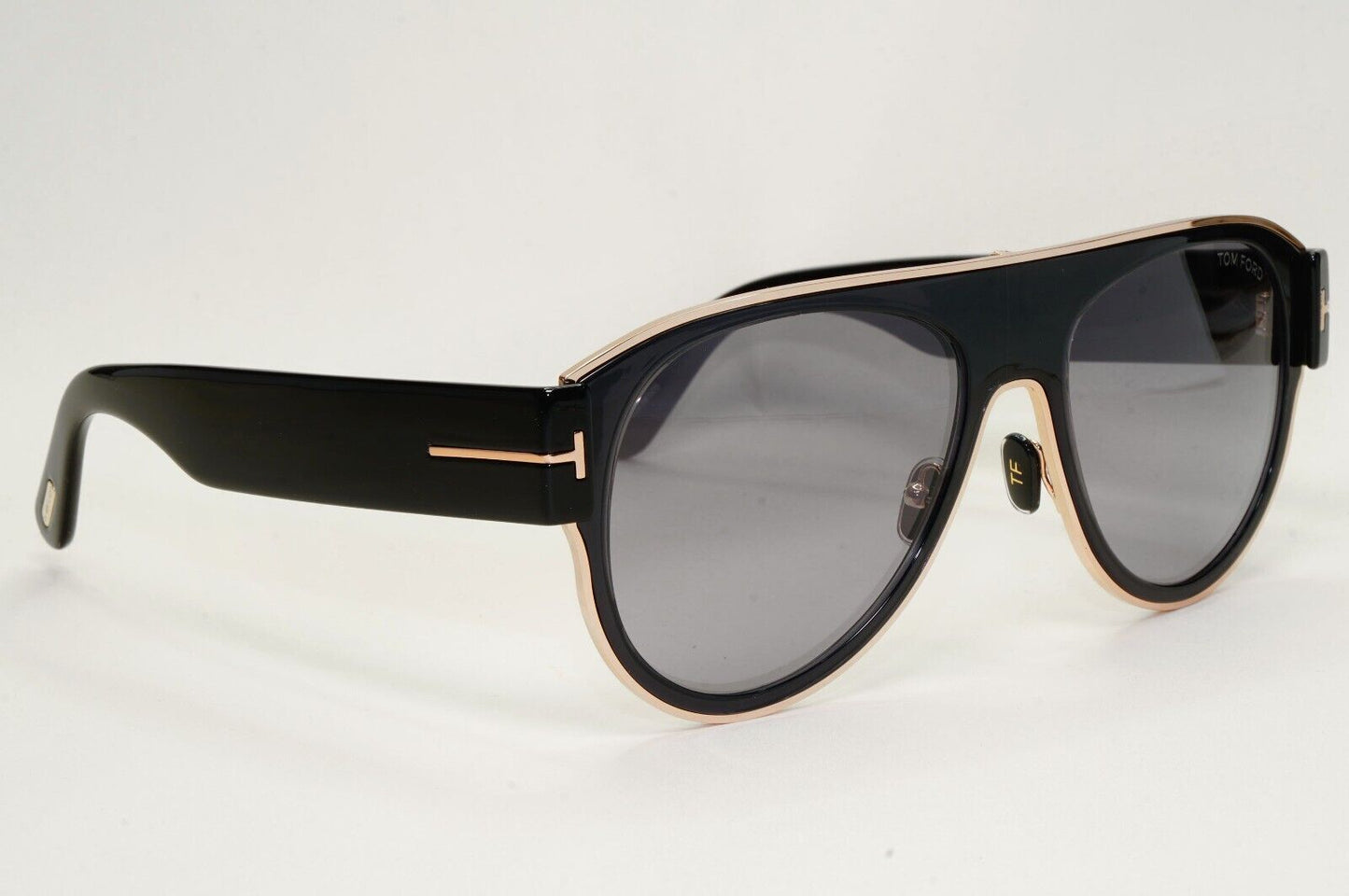 Tom Ford Sunglasses Black Glossy Gold Square Lyle-02 FT1074 TF 1074 01C 58mm