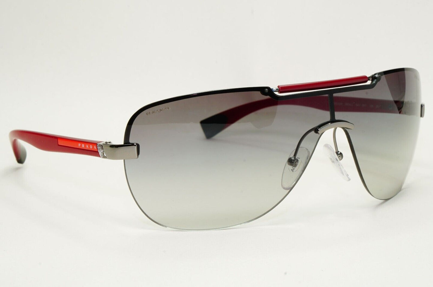 Prada Sunglasses 2007 Vintage Sield Wrap Red Grey PS52NS SPS 52N 5AV-3M1 120824