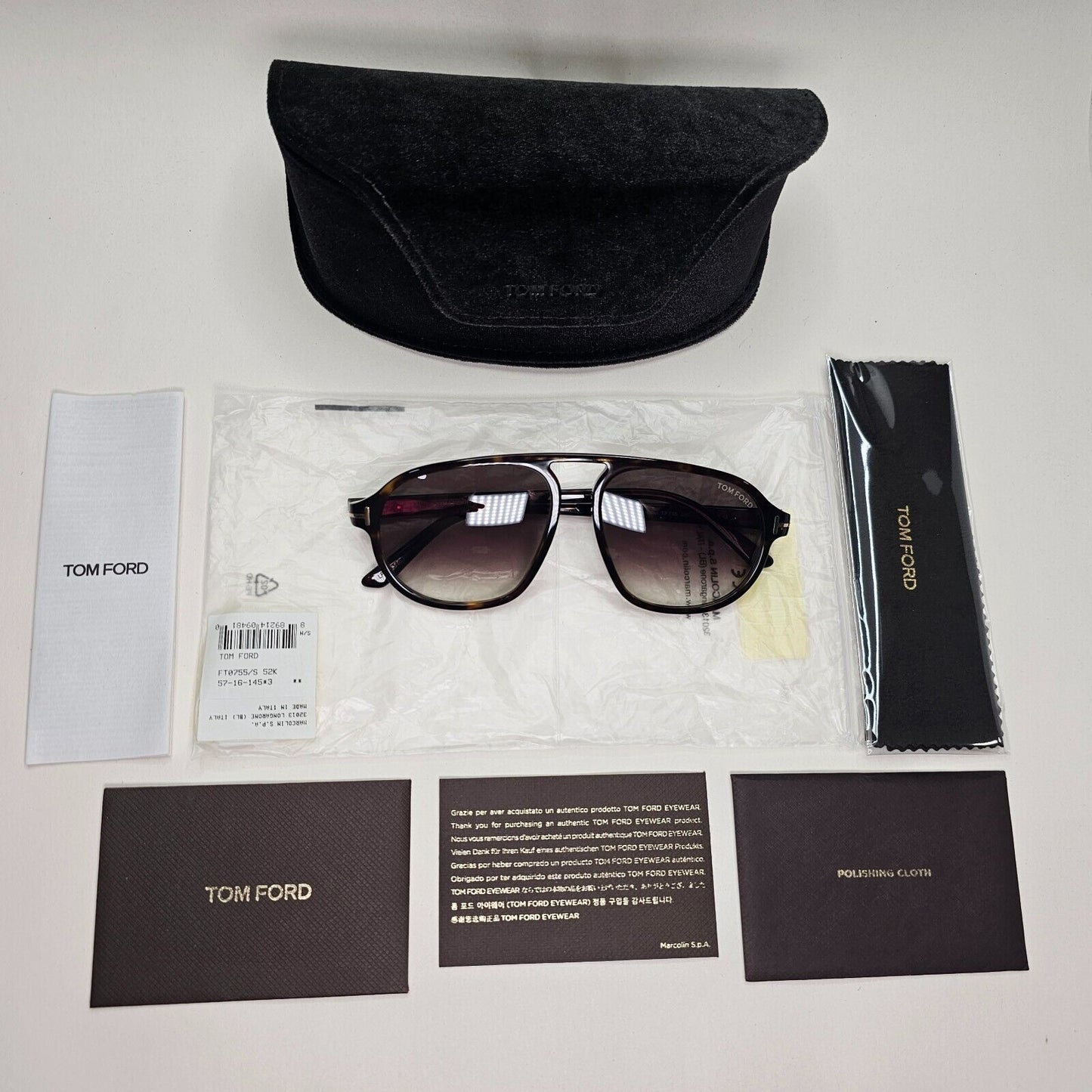 Tom Ford Sunglasses Harrison Tortoise Brown Gradient Pilot FT0755 TF 755 52K