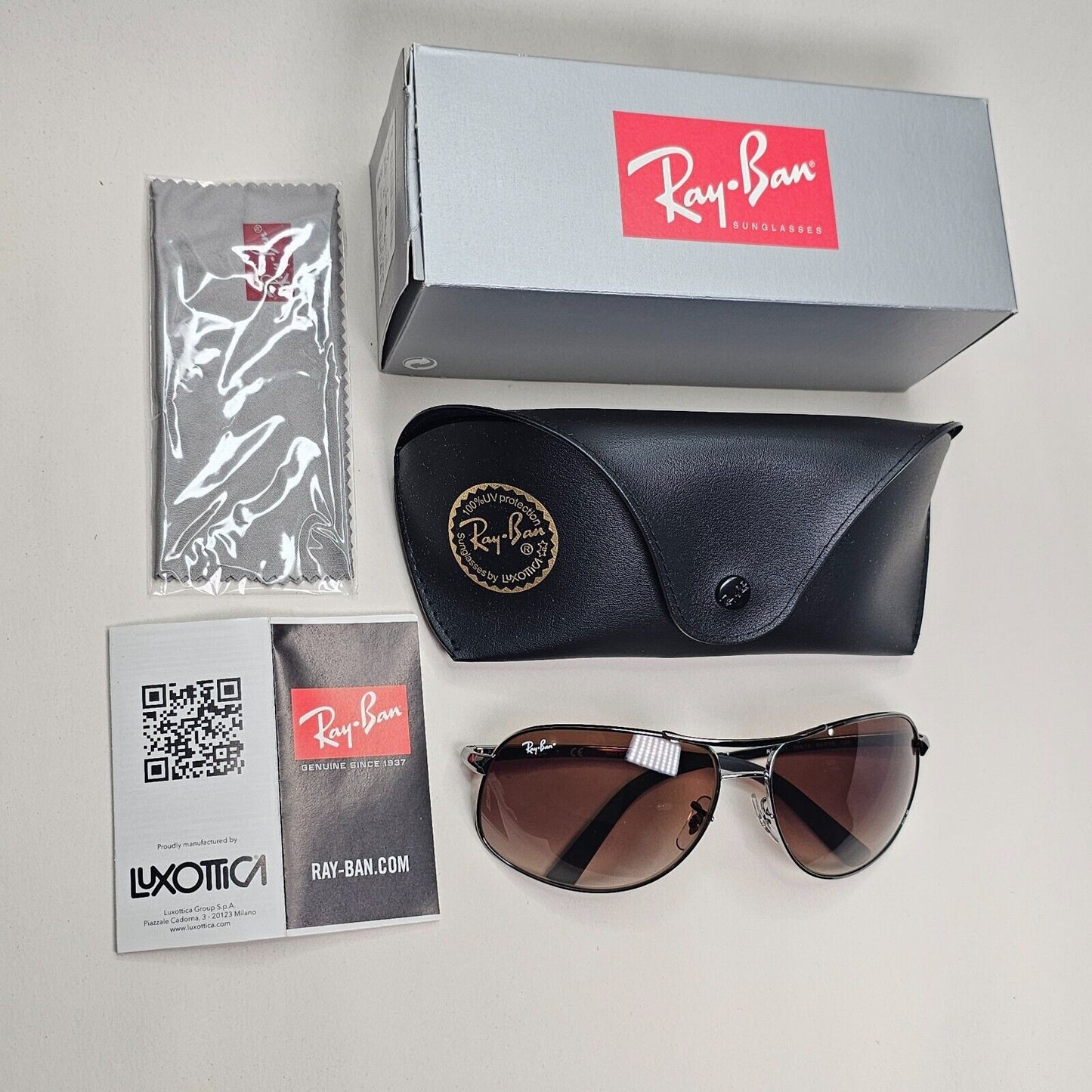 Ray-Ban Sunglasses 2013 Vintage Gunmetal Brown Wrap Pilot RB 3387 004/13 64mm