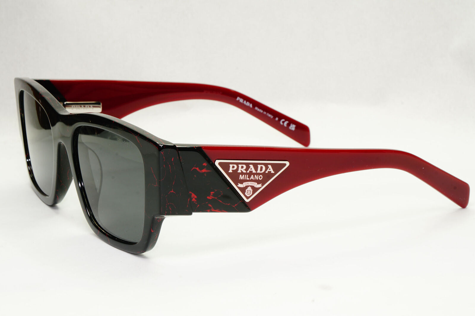 Prada Triangle Sunglasses Black Red Burgundy PR10ZS F SPR 10Z-F 11F-5S0