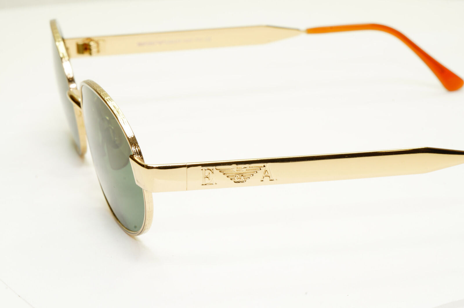 Emporio Armani 1997 Vintage Metal Sunglasses Green Oval Gold Eagle 066-S 743