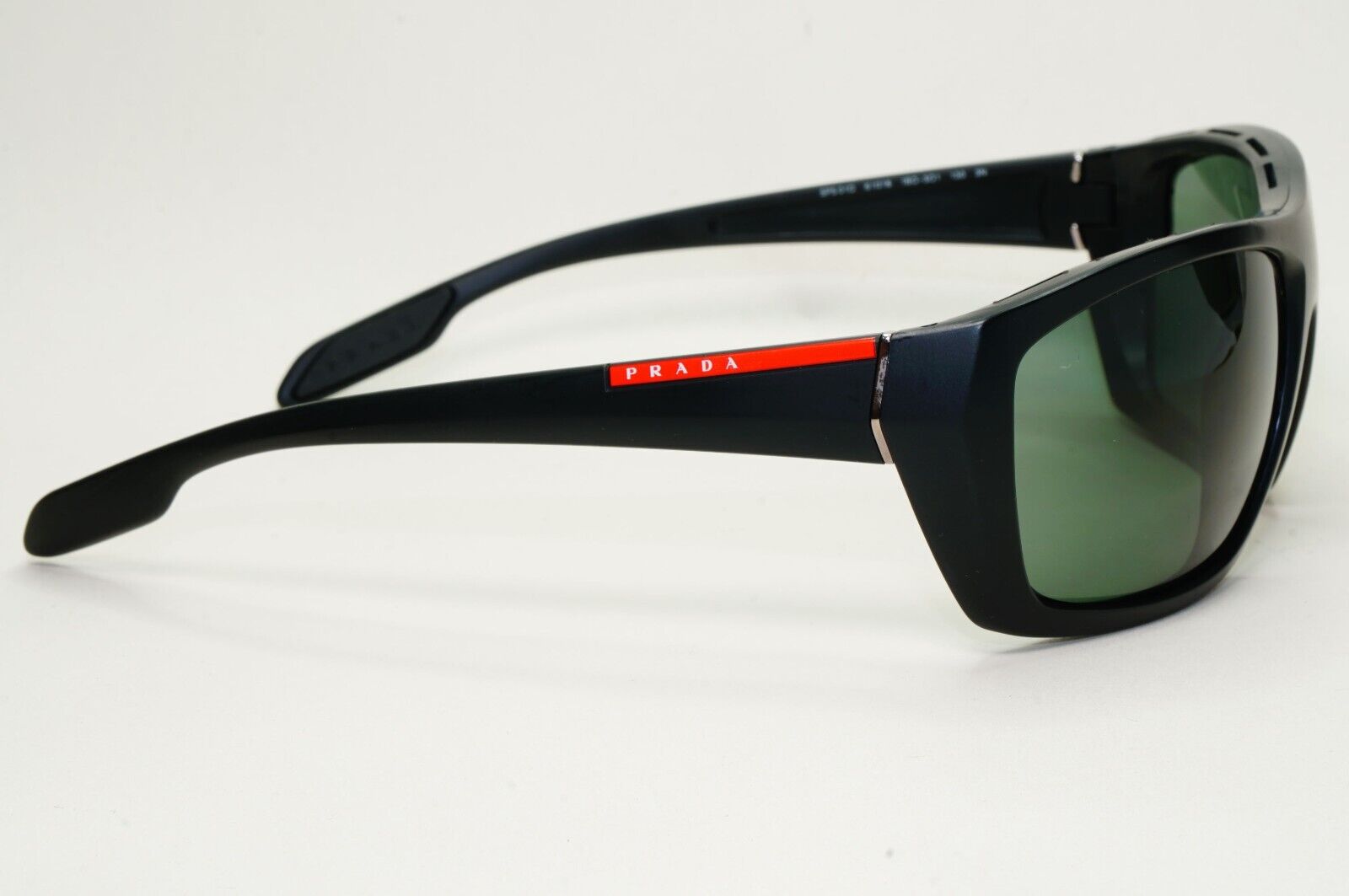 Prada Sunglasses 2008 Vintage Wrap Black Green PS01OS SPS 01O 1BO-3O1 120824