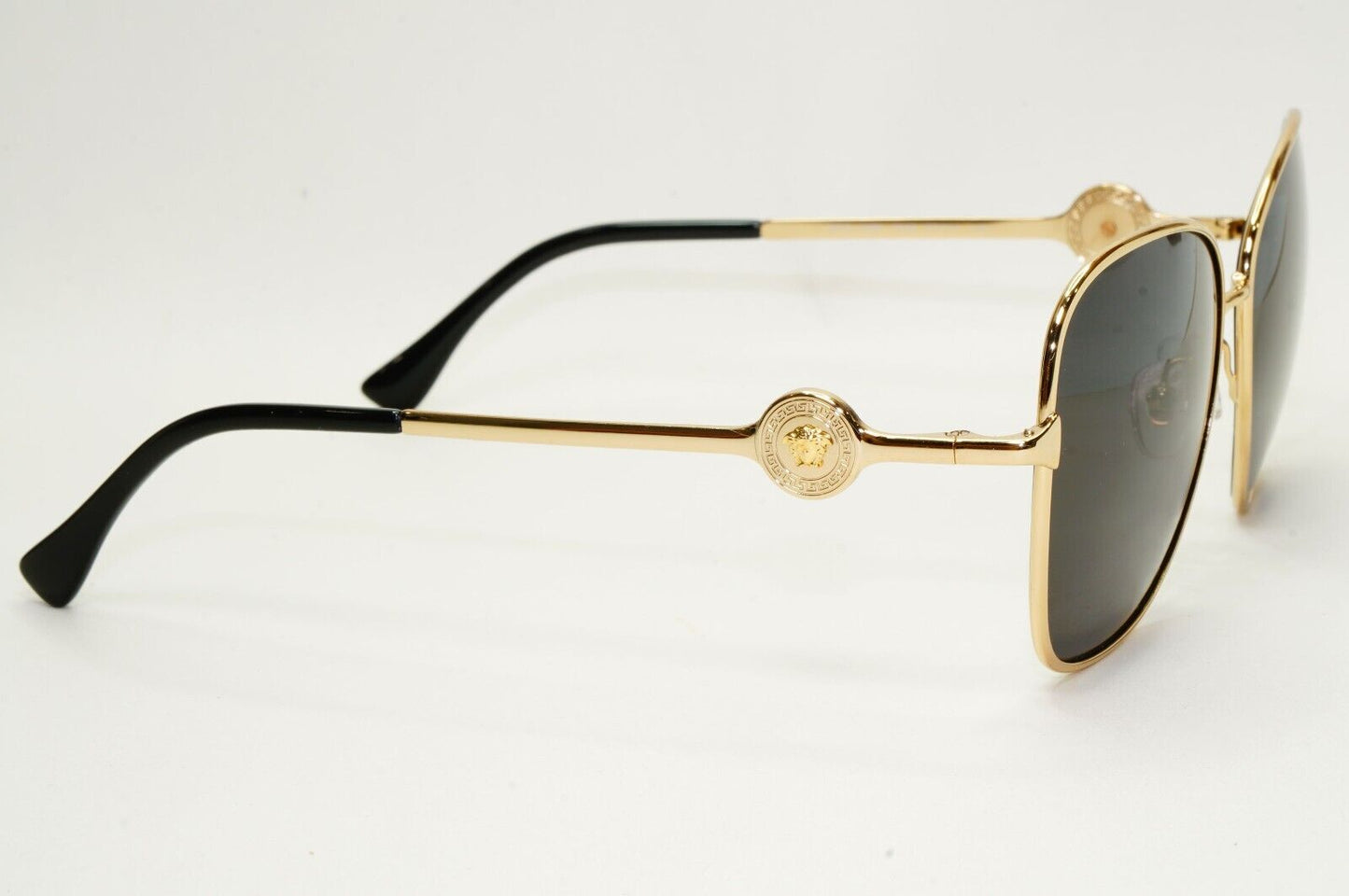 Versace Sunglasses Gold Black Medusa Square Metal MOD VE 1289 1002 57mm