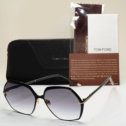 Tom Ford Sunglasses Fonda-02 Hexagon Black Grey Gradient FT0912 TF 912 01B