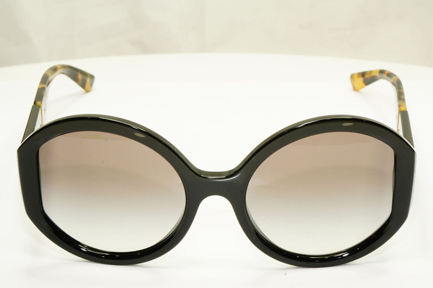 Prada Oversized Black Sunglasses Round Tortoiseshell Big Logo SPR 22X 1AB-0A7