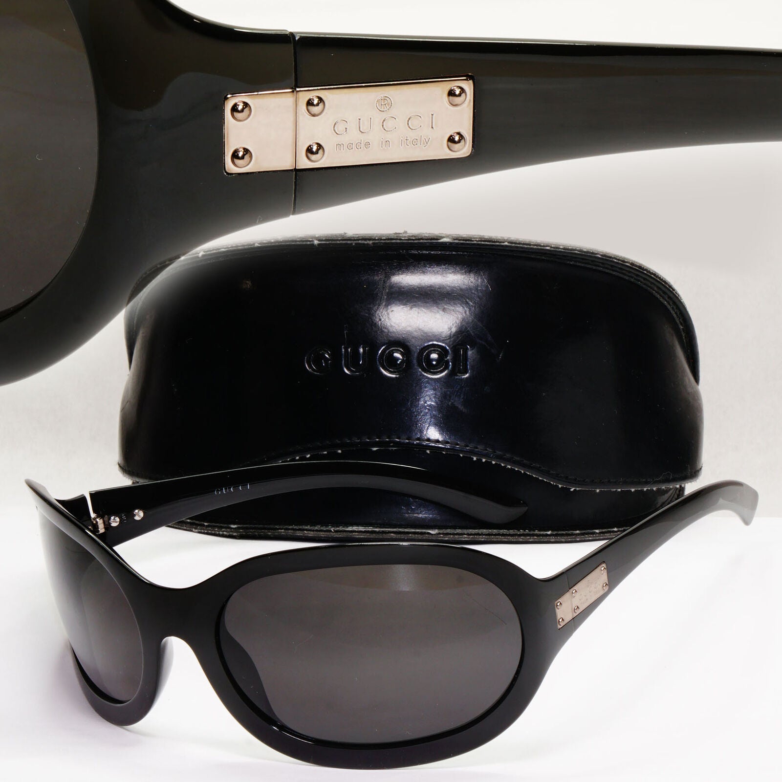 Gucci Sunglasses 1996 Vintage Black Large Wrap Square GG 1480/S 584 151223