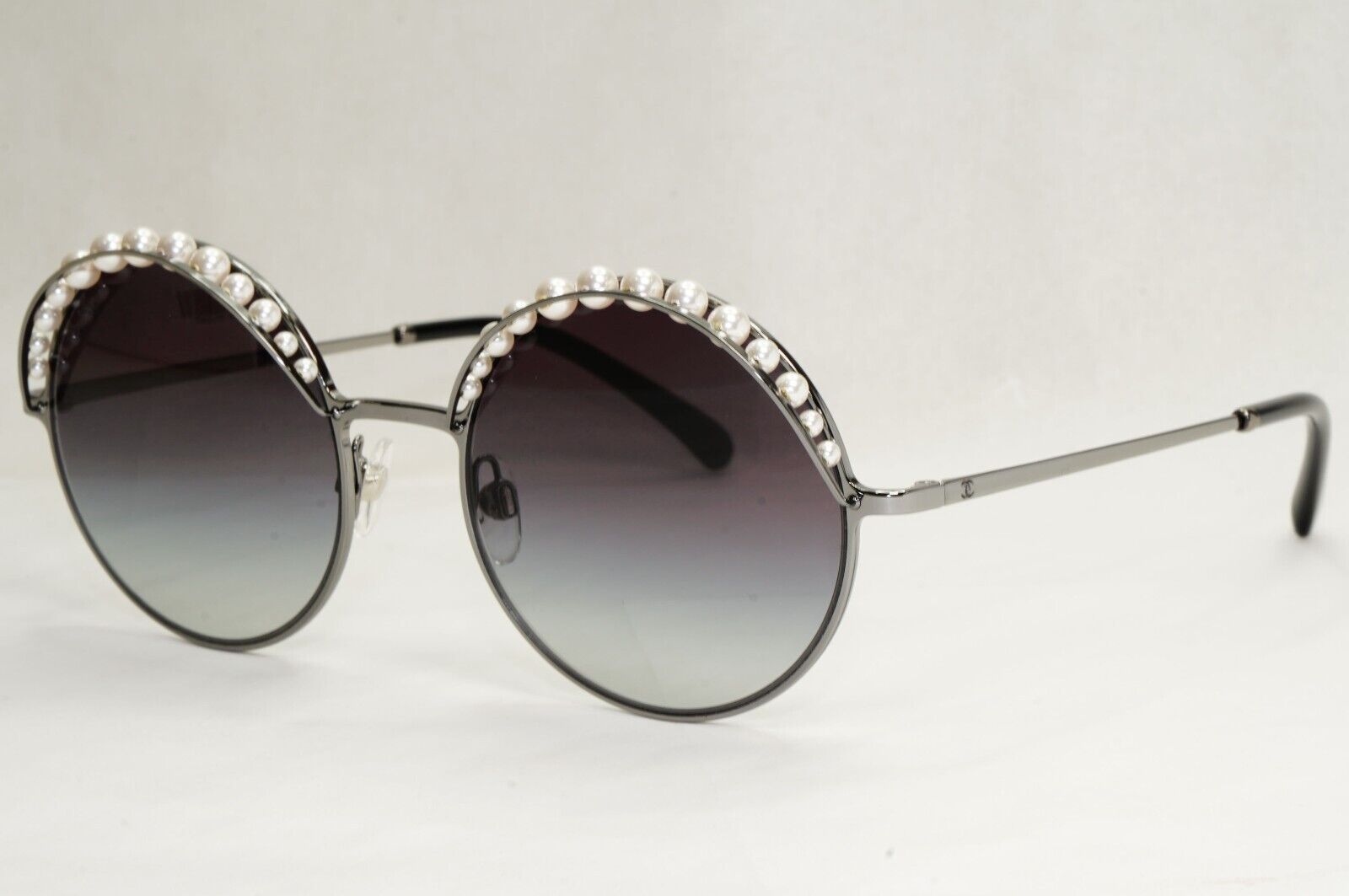 Chanel Sunglasses Pearl Silver Round Metal Grey Gradient 4234-H c.108/S6 53mm