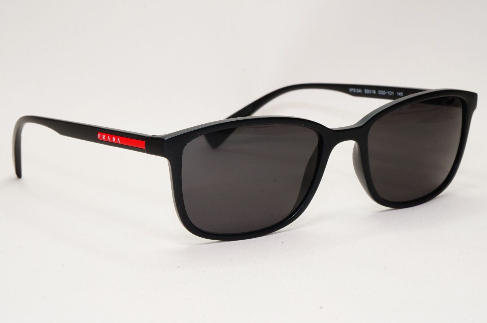 Prada Sunglasses Black Rubber Square Matte Rossa PS04IV VPS 04I DG0-1O1 53mm