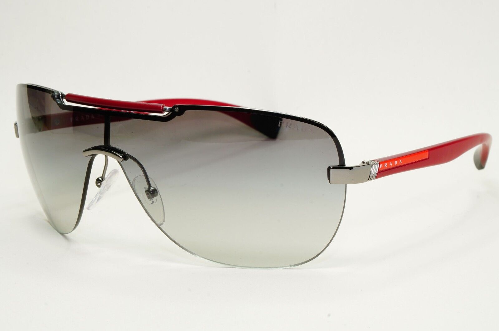 Prada Sunglasses 2007 Vintage Sield Wrap Red Grey PS52NS SPS 52N 5AV-3M1 120824