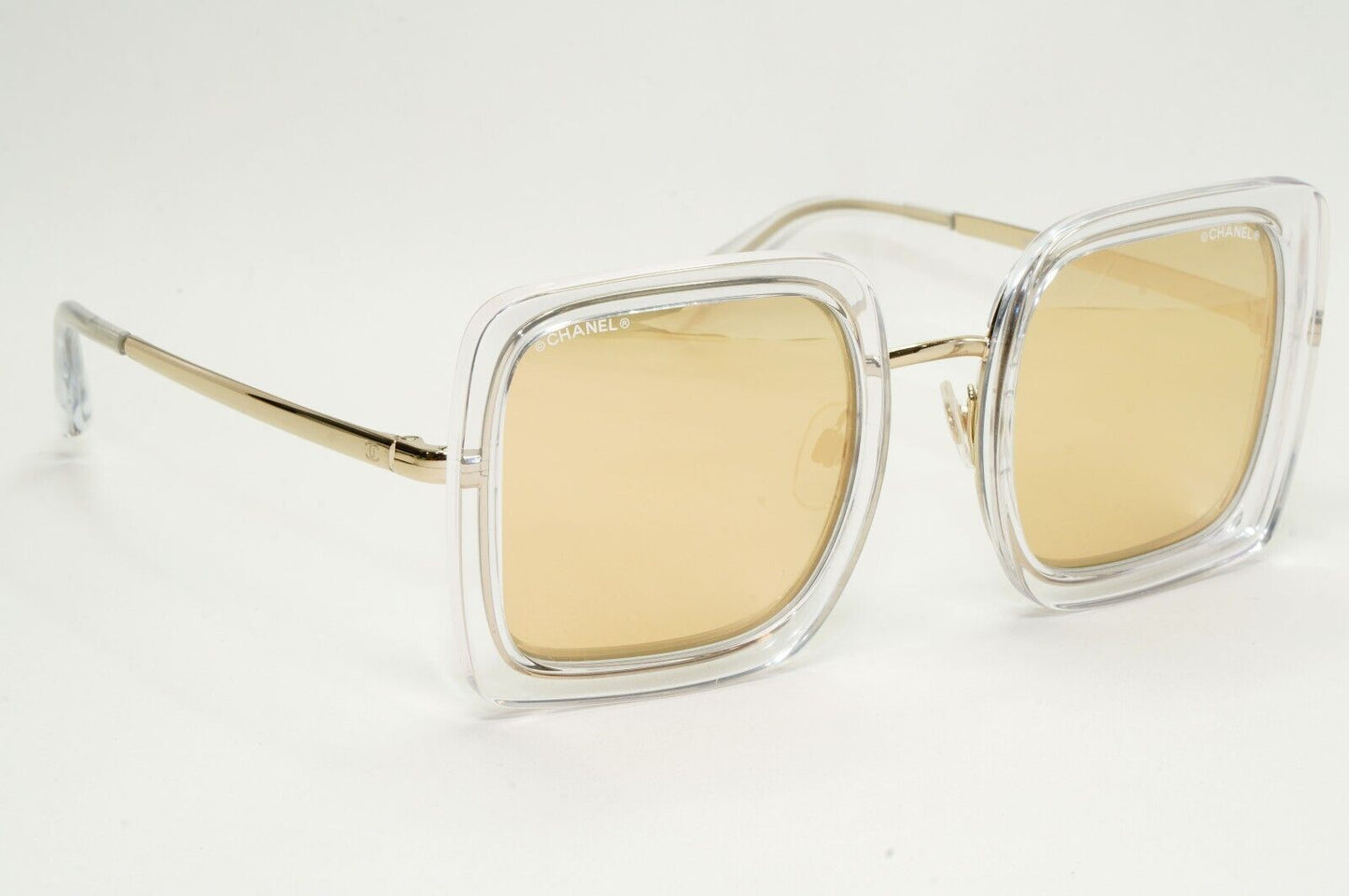 Chanel Sunglasses Square Gold Mirror Transparent Frame 4240 c.660/T6 50mm