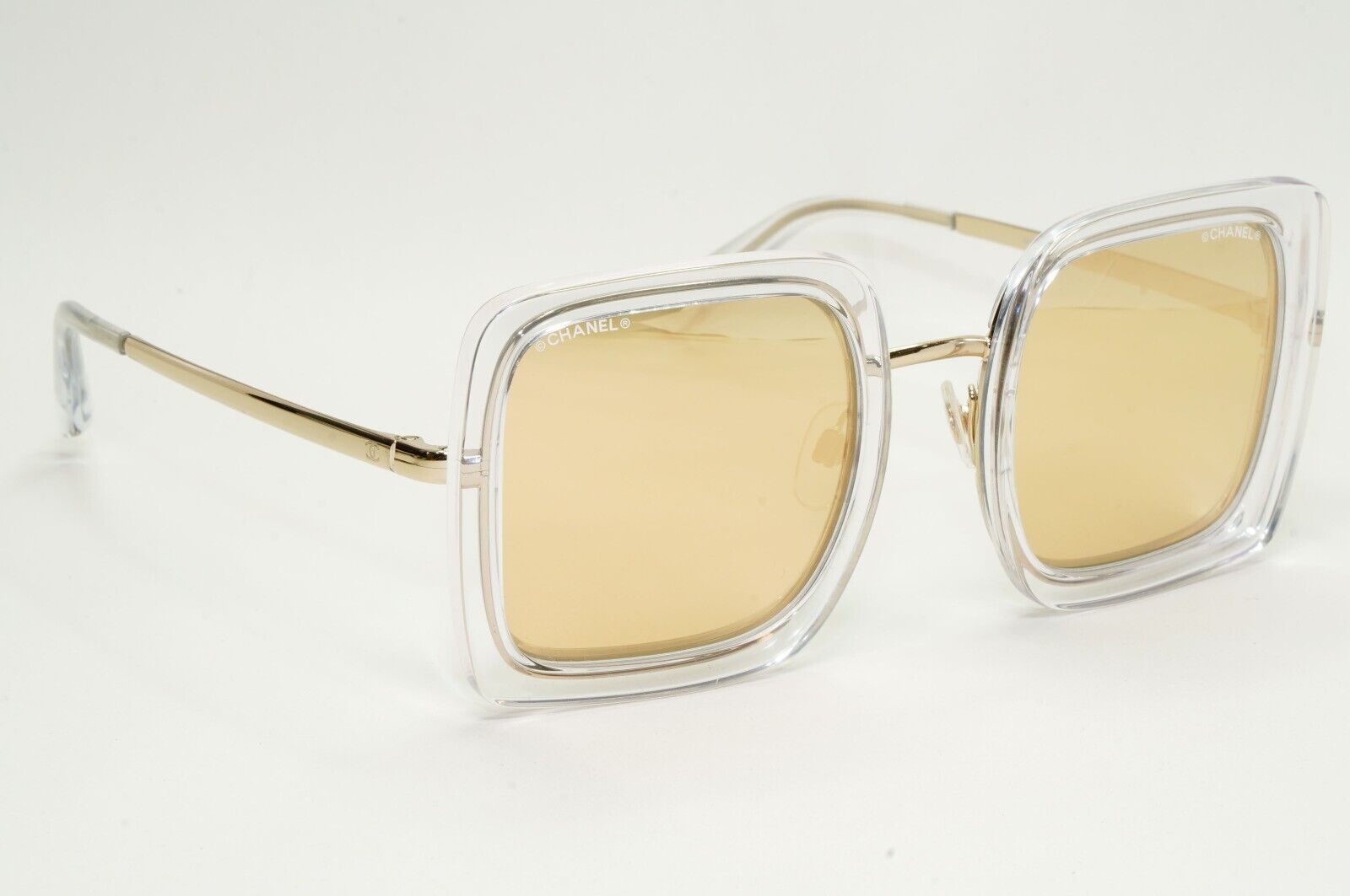 Chanel Sunglasses Square Gold Mirror Transparent Frame 4240 c.660/T6 50mm