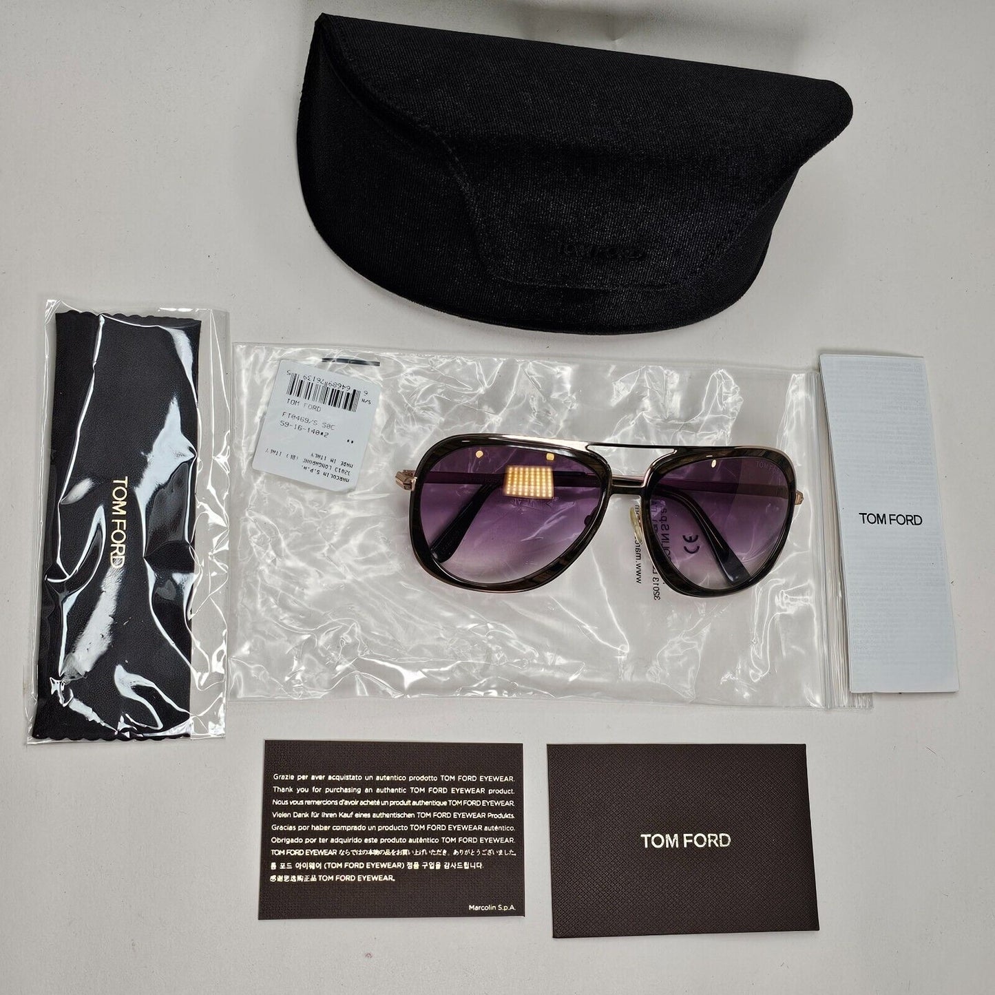 Tom Ford Sunglasses Sam Gold Purple Grey Square Pilot FT0469 TF 469 50C [b]