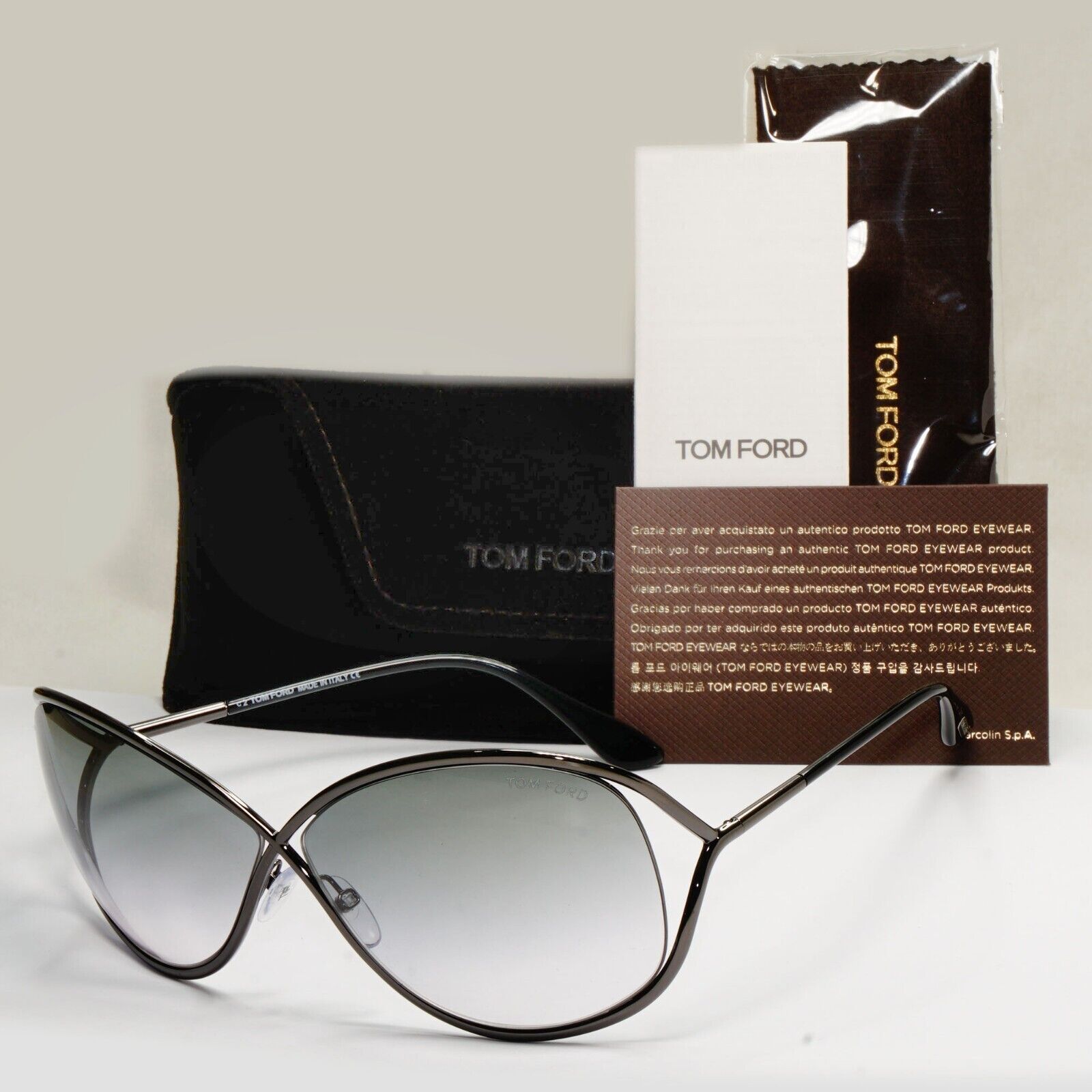 Tom Ford Sunglasses Miranda Gunmetal Gradient Grey Metal FT0130 TF 130 08B [A]