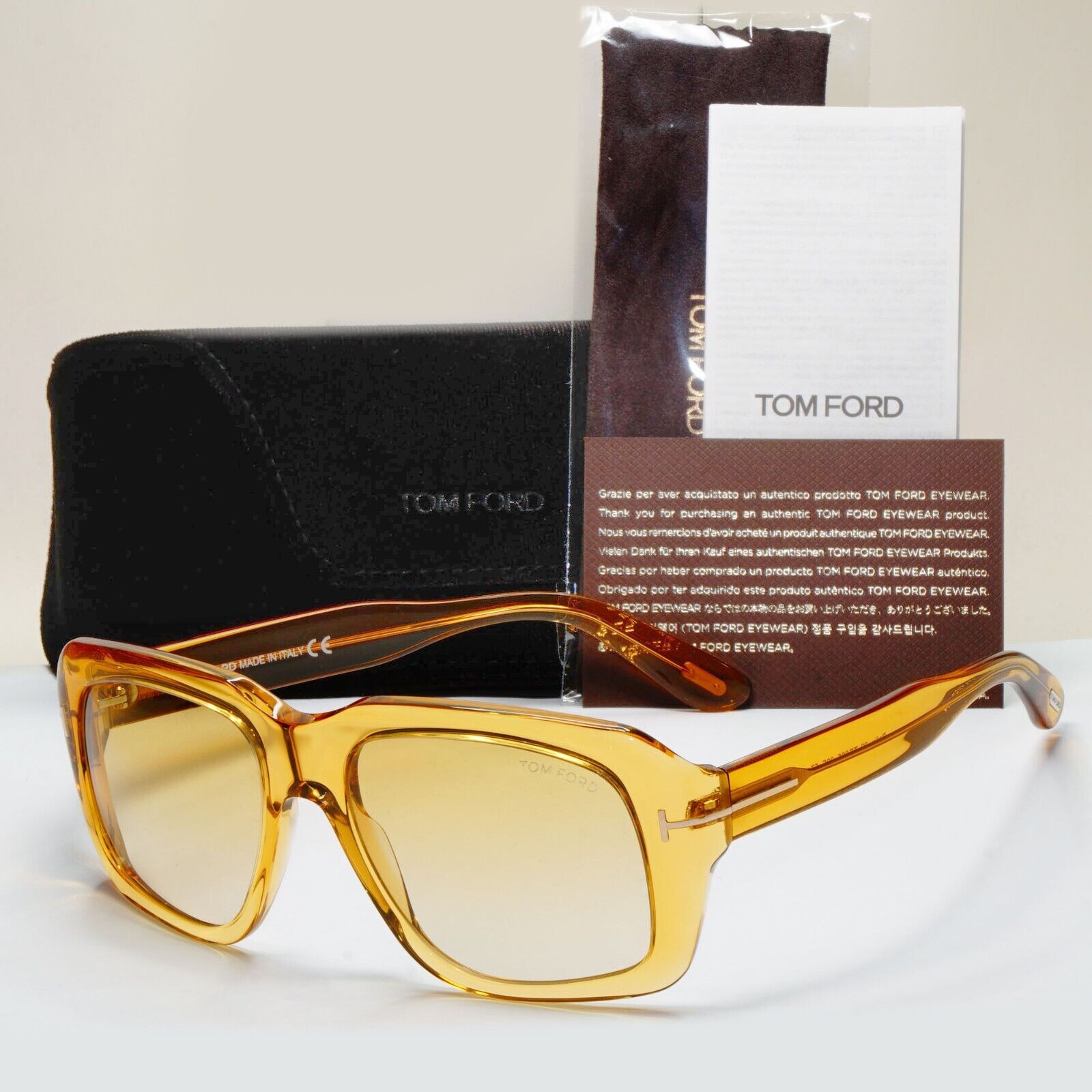 Tom Ford Sunglasses Bailey-02 Yellow Honey Transparent Square FT0885 TF 885 39F