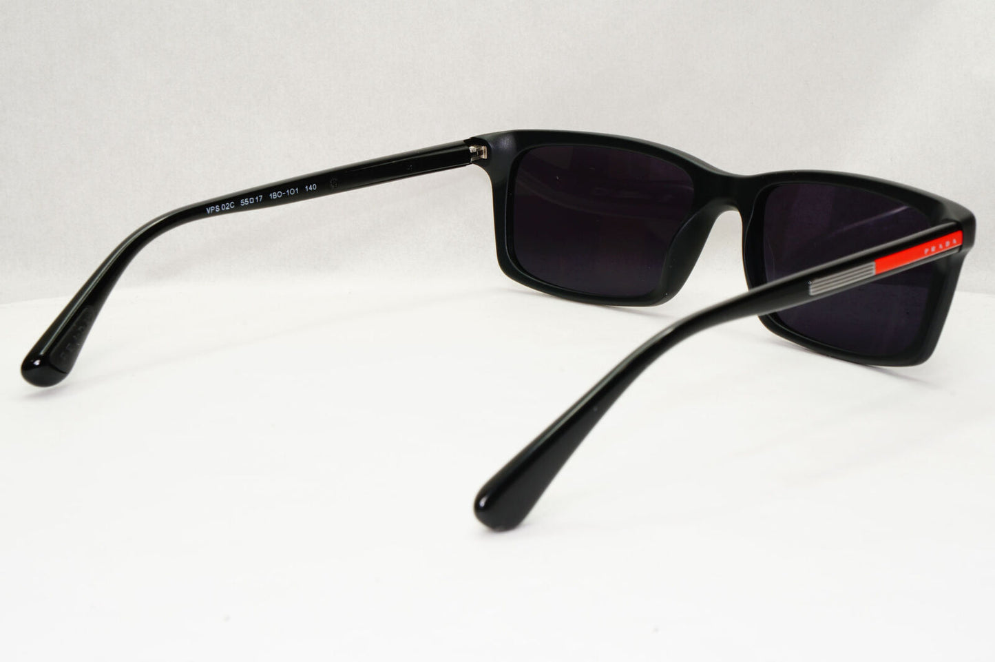 Prada Sunglasses Plack Rectangle Square Slim PS02CV VPS 02C 1BO-1O1 55mm