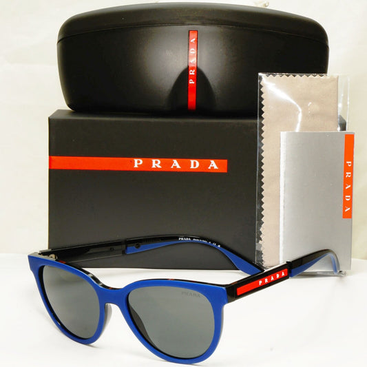 Prada Sunglasses Blue Black Navy Square Red Stripe PS05XS SPS 05X 02S-06F