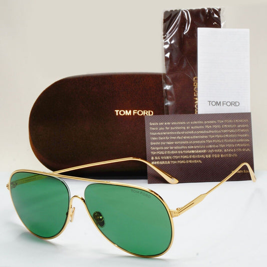 Tom Ford Sunglasses Alec Gold Green Metal Pilot Large FT0824 TF 824 30N 62mm