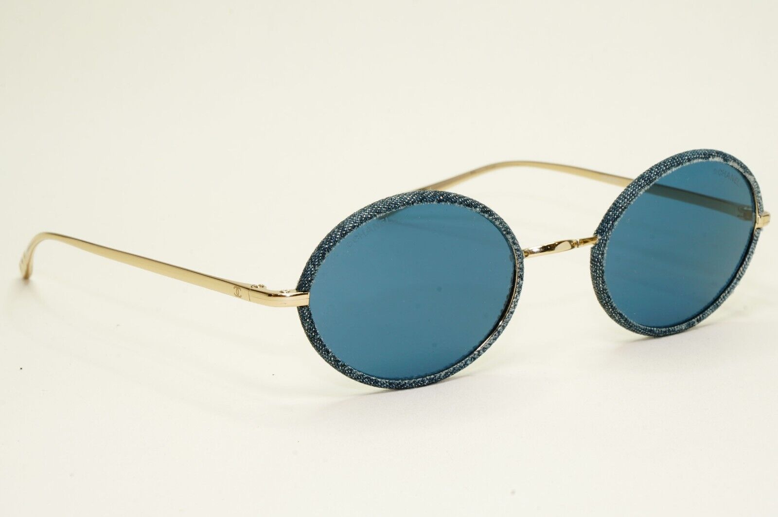 Chanel Sunglasses Denim Oval Dark Blue Gold Metal 4248-J c.395/80 50mm