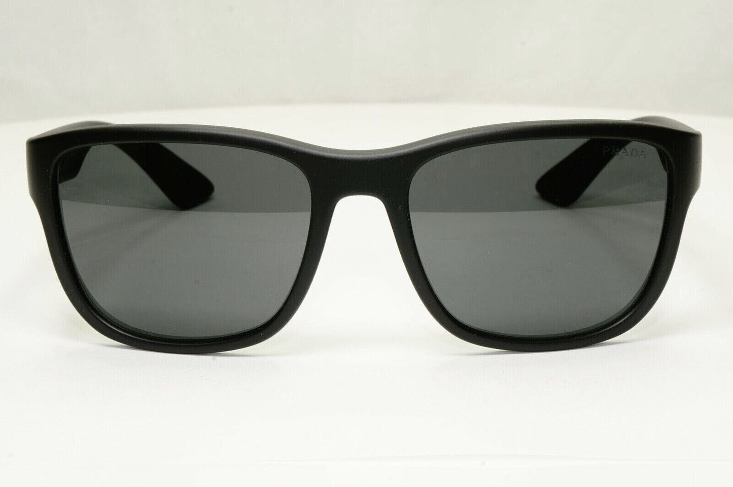 Prada Sunglasse Black Square Rubber PS01US SPS 01U DG0-5S0 Red Stripe Rossa 59mm