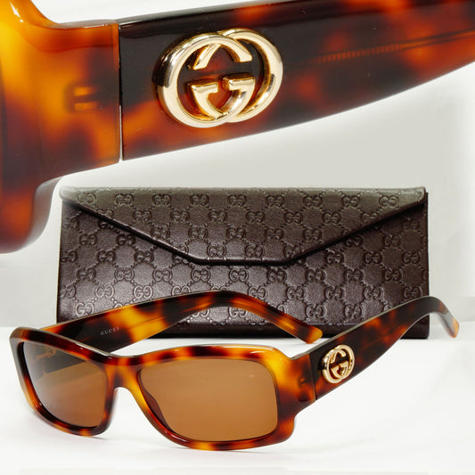 Gucci 2008 Sunglasses Vintage Tortoiseshell Brown Gold Rectangle GG 2996/S 05L8U